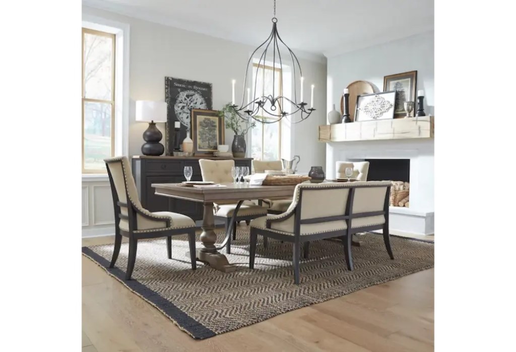 KAINE BLACK TRESTLE TABLE DINING SET