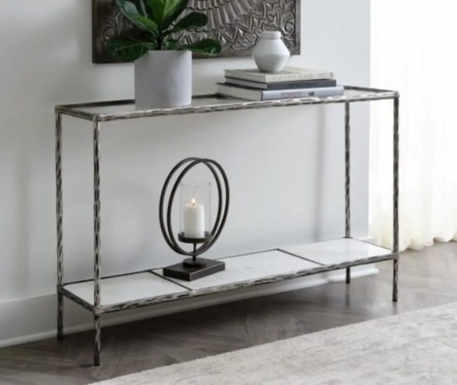 BRADY ANTIQUE PEWTER CONSOLE TABLE - Image 4