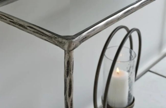 BRADY ANTIQUE PEWTER CONSOLE TABLE - Image 6