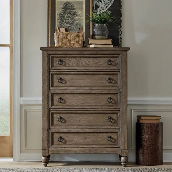 KAINE 5 DRAWER CHEST BROWN