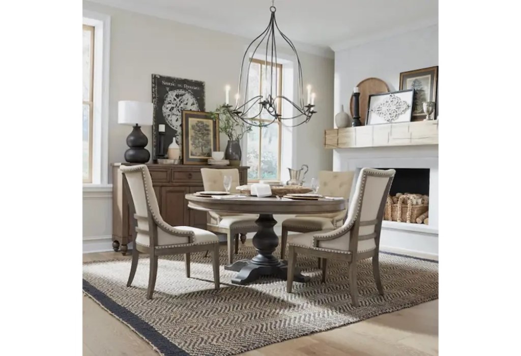 KAINE BROWN ROUND TABLE DINING SET